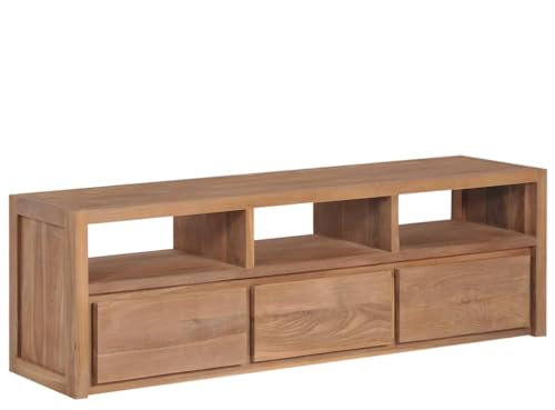 vidaXL Teca Mueble de TV Madera Maciza Acabado Natural 120x30x40cm Mobiliario