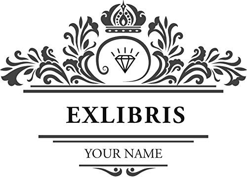 Vintage Exlibris Ornament Stempel mit Krone und Diamant