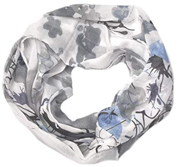 Euly Seide Cotton Loop Schal Loopschal Rundschal Schlauchschal Tuch Tücher Damenschal Traumfänger (Bunt Weiß-grau)