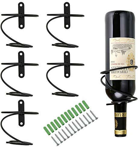 BSTKEY Weinflaschenhalter zur Wandmontage, Eisen, für Rotwein, Getränke, Likörflaschen, Metallhalterung zum Aufhängen, 6 Stück Spirale