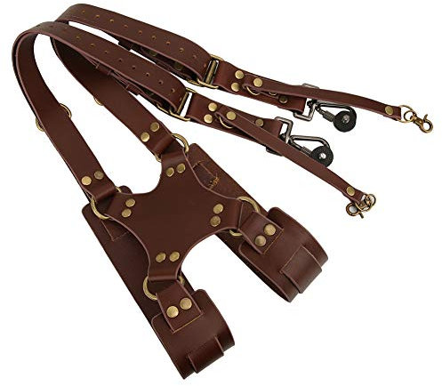 Accessoires de sangle d'appareil photo en cuir, appareil photo numérique réglable à double protection, sangles en cuir, accessoire de harnais de sangle d'épaule d'appareil photo numérique