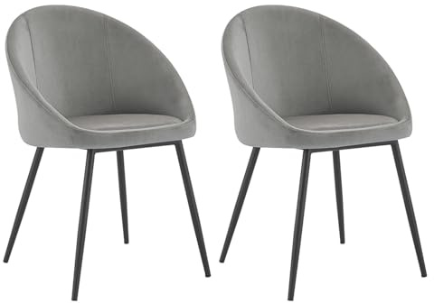Happy Garden Lot de 2 chaises Vintage Diane en Velours Gris, Pieds en métal