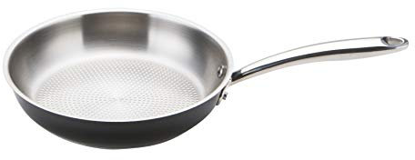 Prestige Optisteel Frying Pan, High-Performance Skillet with Sleek Metallic Exterior, Stainless Steel Frying Pan Suitable for All Hob Types Including Induction, 24 cm, Blue