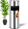 WONEA - 30L Standaschenbecher für draußen Edelstahl Silber Metall 61cm groß Outdoor Aschenbecher mit Mülleimer mit Inneneimer Abfalleimer für draußen, Aschenbecher mit Sand befüllbar