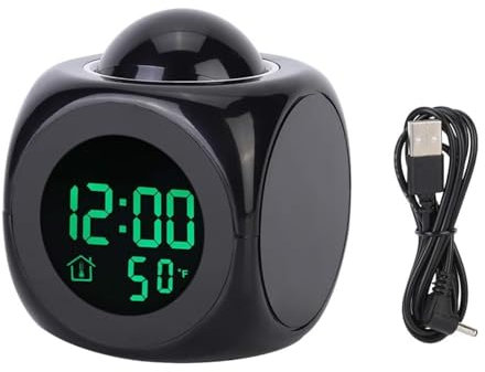 VIFERR Alarm Clock LED Projector Alarm Clock Multifunctional Digital Clock with Temperature Display Voice Talking Wall Projection Clock for Bedroom Office Home Decor