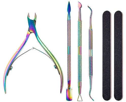 Zasiene Nagelhaut Zange 6-Teiliges Set Nagelhauttrimmer Set Nagelhautzange Nagelhautschieber Cuticle Pusher Nagelzange für Präzision Pediküre Hautzange Nagelhaut Maniküre Set