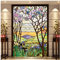 Siunwdiy Fensteraufkleber,Selbsthaftend Sichtschutzfolie,Bunt Landschaft Fensterfolie Milchglasfolie Privatsphäre, Für Zu Hause Badezimmer Wohnzimmer Dekorativ,11,45x120cm(18x47)