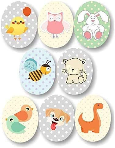 8 parches rodillera infantil serigrafiados para planchar en la ropa. Aplicaciones termoadhesivas para reparar y decorar pantalones, chaquetas, jerseys, mochilas (Animales infantil)