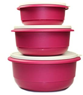 Tupperware Rührschüssel Pro 1,0 L + 2,0 L + 3,5 L Dunkelpink Hefeteig Hefe Teig 38802