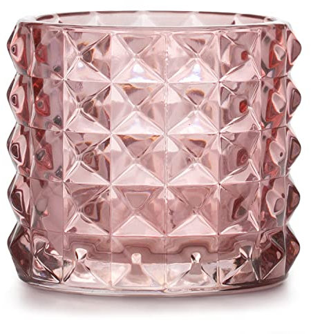 AmeliaHome Bougeoir en Verre Rose poudré 9,5 x 8,8 cm