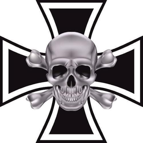 U24 Aufkleber Eisernes Kreuz mit Totenkopf Silber 9 x 9 cm Autoaufkleber Sticker Konturschnitt
