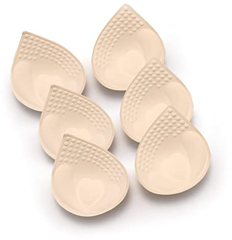 Douzi BH Pad Einsätze 3 Paar, BH Pads genäht gepolstert herausnehmbar für Sport-BH, Bikini, Unterwäsche Pad Einsätze-Beige-L