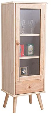 WAOCEO Weinregale Holz Kleiner Weinschrank einzelner Tür Glas freistehender Weinschrank for Wohnzimmer, Flur, Büro barschrank