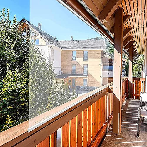 Store Enrouleur Extérieur en Plastique,Transparent HD Store Enroulable Imperméable avec Raccords,Store Enrouleur PVC,Coupe-Vent,pour La Terrasse en Plein Air Balcon Cuisine (W160xH250cm(63x98in))