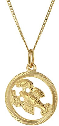 trendor Halskette mit Sternzeichen Krebs 333 Gold Ø 16 mm klassischer Tierkreiszeichen Anhänger für Damen oder Herren, zeitloser Halsschmuck 41980-07-45 45 cm
