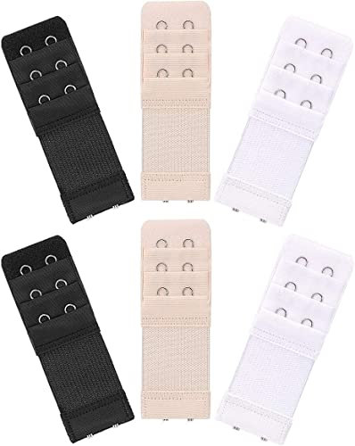 6 Stück Bh Erweiterung 2 Haken, Witbicg Bh Verlängerung 2 Haken 3 Reihen Bra Extender Bh Verschluss Verlängerung Dm Weicher, Bequemer Gummizug Für Damen (Schwarz, Weiß, Hautfarbe)