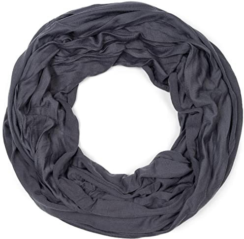 styleBREAKER Bufanda tubular de jersey con diseño arrugado, en color sólido, ligera para el verano, elástica 01016041, color:Antracita