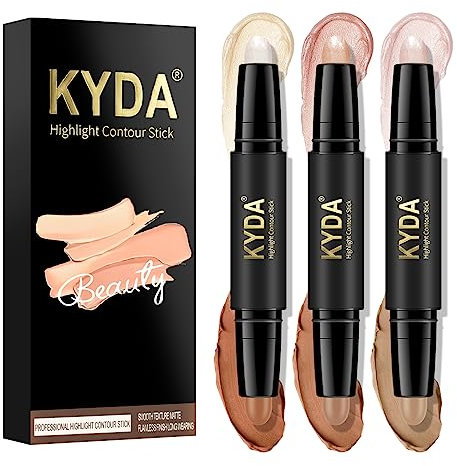KYDA 6 Farben Highlighter Contour Stick, 2 in 1 Body Makeup Shading Stick, Face Highlighters Sticks, Contouring Highlighting Shadow Cream Pen (3 Stück)-Set B