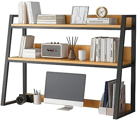2-stufiges Tisch-Bücherregal/Bücherregal - Desktop Display-Regal, Desktop-Aufbewahrungsorganisator, Ausstellungsregal, Bücherregal, Stahlrahmen, Leiter, Arbeitsplatte, Hutch, Bücherregal ( Color : Bla