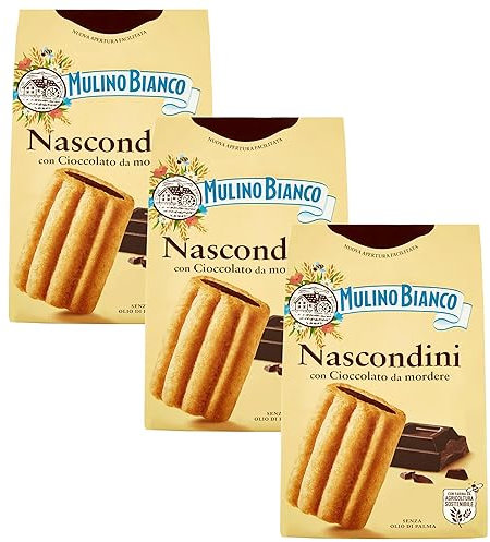 MULINO BIANCO Nascondini biscotti italiani con ripieno di cioccolato 330g (Nascondini, x3)