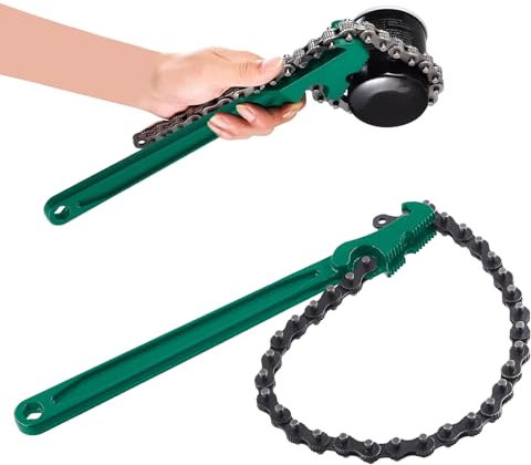 Keadic 1 chiave a cricchetto per catena da 30,5 cm, regolabile, per filtro dell'olio, multiuso, adatta per camion e auto con diametro da 3,8 cm a 15,2 cm