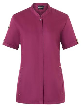 Karlowsky Damen Kochjacke Green-Generation Kurzarm Druckknöpfe Modern Fit Polyester/Baumwollmix Oeko-TEX® nachhaltig Fuchsia - Größe 50