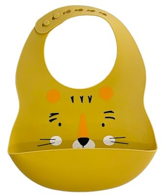 Bavoir animaux | Cadeau de Bapteme naissance anniversaire | Cadeau enfant et bébé | Kit Coffret Diner (Lion - Jaune)