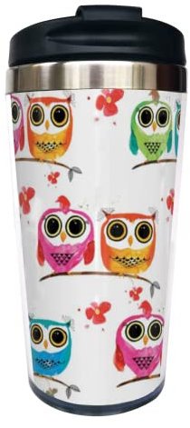 Fenmshairy Cute Colorful Woodland Owls Travel Coffee Mug 13 Oz, Stainless Steel Insulated Tumbler Cup with Lid, Perfect Thanksgiving, Birthday & Christmas Gift for Men, Women, Friend, Bestie, Sister