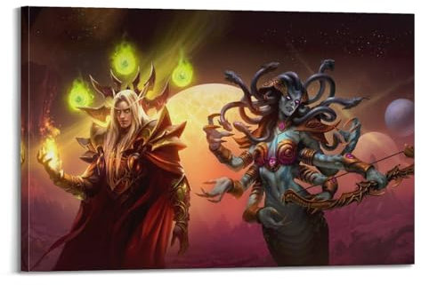Therapi World of Warcraft - Póster decorativo de juego de pintura en lienzo, póster de pared e imagen artística moderna para decoración de dormitorio familiar, 40 x 60 cm