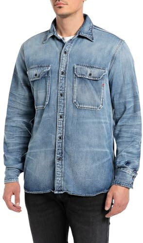 Replay Herren Jeanshemd Langarm Comfort Fit