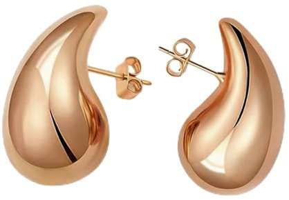 Onvavient Ohrringe Dupes, Ohrhänger Damen, Wassertropfen Ohrring Hypoallergene, Elegante Damenohrringe, Modeschmuck Schmuckstück Ohrstecker für Frauen Mädchen (Rosegold, 15 x 24 mm)