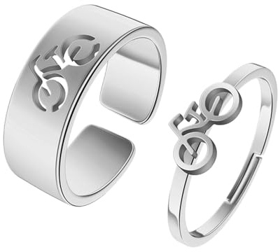 GleaMora 2pcs Fahrrad Schmuck Edelstahl Einfacher Ring Verstellbar Ins Stil Ring Unisex Personalisierter Valentinstag Casual Ring