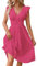 CreoQIJI Robe de cocktail simple pour femme avec col en jacquard en dentelle et col en V amincissant grande taille robe noire à manches longues pour femme, Rose, L