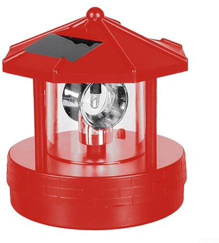 HpLive LED 360-grad Rotierenden Solar Leuchtturm Garten Rasen Licht Outdoor Garten IP44 Wasserdichte Straßenlaterne(red)