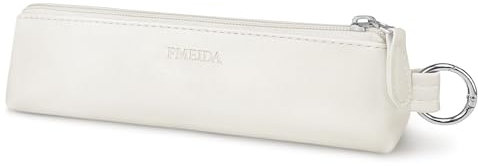 Fmeida Vintage Federmäppchen Leder Schlamppermäppchen Jungs Mäppchen Mädchen Klein Etui Federpenal Federtasche Erwachsene Federmappe Pencil Case Lederbeutel Beige