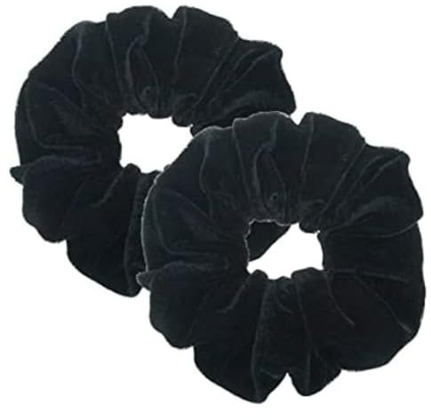 2 Stück große Frauen Haargummis Samt Haar Scrunchies Gummibänder Bunte Elastischer Haarbänder für Mädchen Damen Haarschmuck (schwarz)