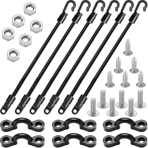 KOVNISE Elastic Cord Hook Buckle Kit Bungee Cords with Carabiner Hook Strong Elastic Rope Locks onto Anchor Points of Luggage Rack/Cargo/Camping/RV/Hand Carts for Boat Kayak Boat Fishing