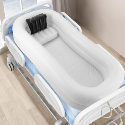 LENDISIY Baignoire gonflable médicale pour adultes - Baignoire de douche portable en PVC avec pompe à air - Système de douche portable au lit pour handicapés, personnes âgées