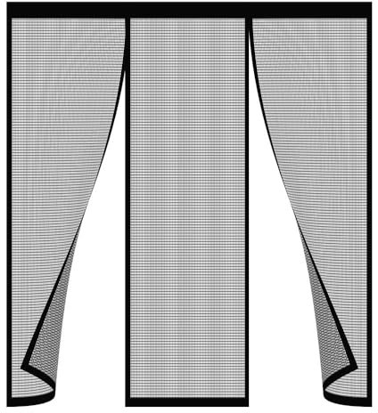 Magnetisches Fliegengitter Balkontür 175x205cm Beschwertes Fliegengitter Tür mit Klettverschlüssen für 2 Jahre – Glasfaser Fliegengitter – Fliegengitter Terrassentür Schwarz