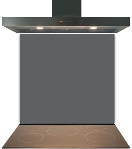 C2G Coloured Toughened Glass Splashback for Kitchen, Tempered Heat-Resistant Glass Splashbacks with Polished Edges for Cooker and Hob Backsplash (Slate Grey, 60 x 70cm)