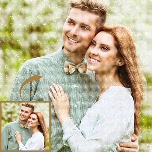 Diamond Painting Personnalisé, 5D Broderie Diamant Painting Personnaliser Photo, Custom Perle Peinture Diamant Kit Broderie Full Drill, Diamond-Painting Tableau Personnalisable Cadeaux Décor Murale