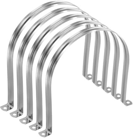 sourcing map 5pcs 7 Inch 180mm Conduit Clamps, M180 U Tube Pipe Clamp, Stainless Steel Rigid Pipe Strap, U Shaped Bracket with Two Hole for Pipe Tube Hose Wire Cord Fixing