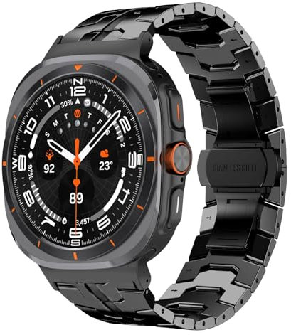 HinZann Métal Bracelet pour Samsung Galaxy Watch Ultra 47mm 2025/2024, Acier Inoxydable Montre de Rechange, Réglable Metal Bracelet Montre pour Samsung Galaxy Watch 8/7 Ultra 47mm - Noir