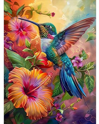 GHHKUD Diamond Painting für Erwachsene, Vogel und Blume 5D DIY Diamant Painting Bilder für Erwachsene Anfänger, Diamond Painting Set, Full Drill Diamant Malerei für Haus Dekoration 30x40 cm