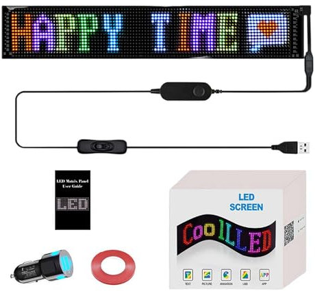 Panneau LED pour voiture, panneau matriciel LED, contrôle par application intelligente, panneau à matrice LED flexible programmable, éclairage intérieur de voiture, IP66 étanche, panneau d'affichage