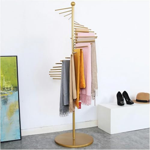 XDRGOOIUY Präsentationsständer für Schals aus Metall mit Spiraldesign, Gürtelschal- und Hijab-Organizer-Ständer für platzsparende Regale, Band-Organizer für Bekleidungsgeschäfte, Hängestangenständer
