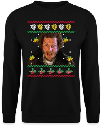 Unibly Marv Kevin Allein zu Haus - Weihnachten Ugly Sweater Pullover, Schwarz, XXL