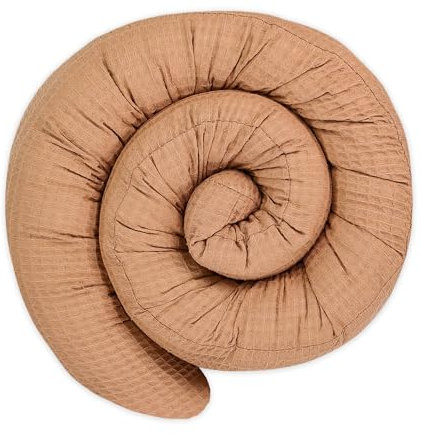 Totsy Baby XXL Bettschlange Bettkissen Stillkissen Bettrolle Bettkantenschutz Zierkissen Bettumrandung Schlange XL Handmade Braun 200 cm Oeko-Tex-Zertifikat