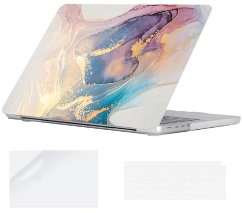 YOPAS Hülle kompatibel für MacBook Pro 14 Zoll M4 A3112 A3185 A3401 M3 A2918 A2992 M2 A2779 M1 A2442 Pro/Max 2024-2021, EU Tastaturschutz und Schutzhülle für MacBook Pro 14, Marmor B