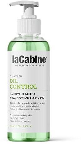 laCabine oil control reinigungsgel – reinigend und talgregulierend für mischhaut und fettige haut | mit salicylsäure, zink, niacinamid und hyaluronsäure | ohne sulfate.